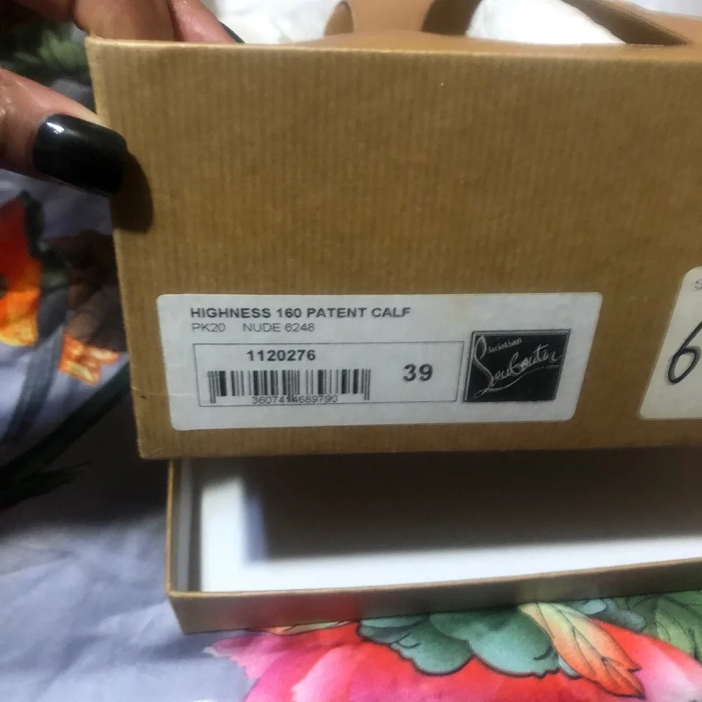 Nude Christian Louboutin patent highness 160 peeptoe pumps 39 - Picture 7 of 9